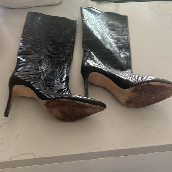 Schutz Maryana pointed toe, faux crocodile, boot in Black - Picture 5 of 5